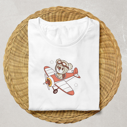 T-shirt orné d'un koala pilote kawaii en vol pour une aventure céleste unique