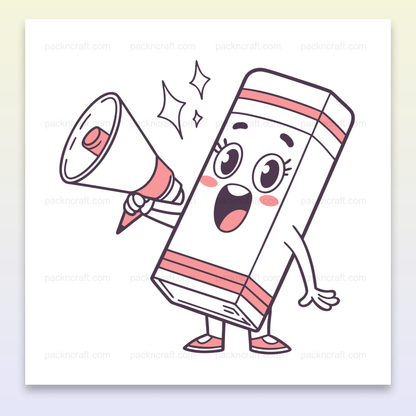 Illustration de gomme joyeuse au mégaphone pour papeterie et projets créatifs