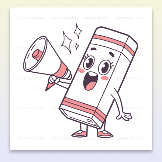 Illustration de gomme joyeuse au mégaphone pour papeterie et projets créatifs