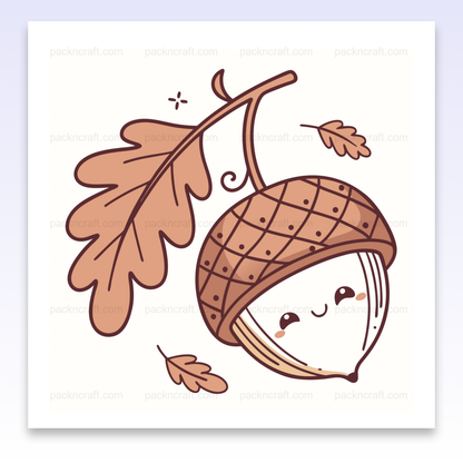 Illustration doodle d'un gland rieur, parfait pour des créations automnales et projets DIY.