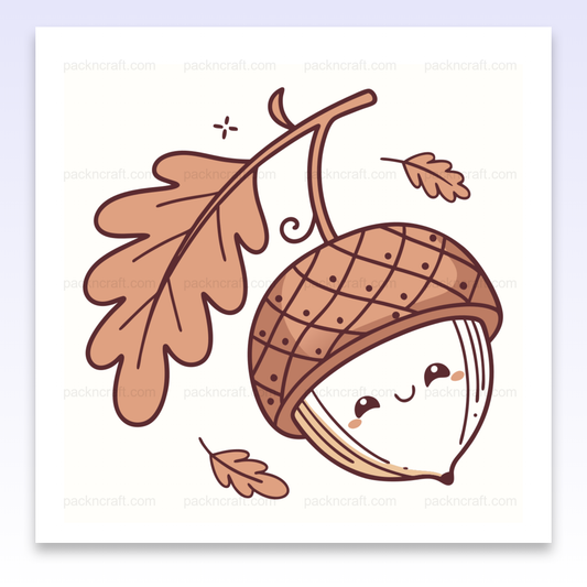 Illustration doodle d'un gland rieur, parfait pour des créations automnales et projets DIY.