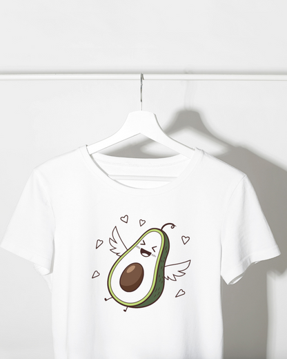 T-shirt fun avec un avocat ailé joyeux style kawaii