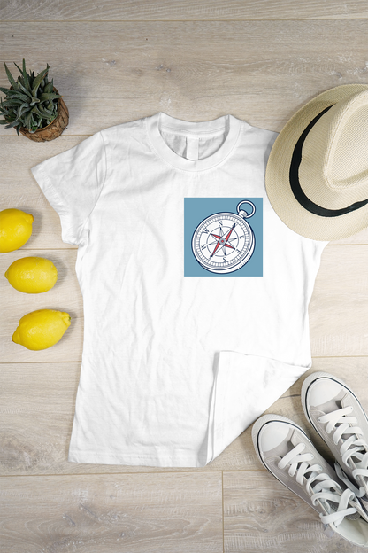 T-shirt au design vintage avec une élégante boussole nautique pour les aventuriers