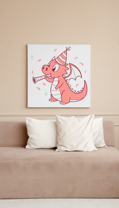 Cadre décoratif avec dragon kawaii, ajout ludique à la déco intérieure
