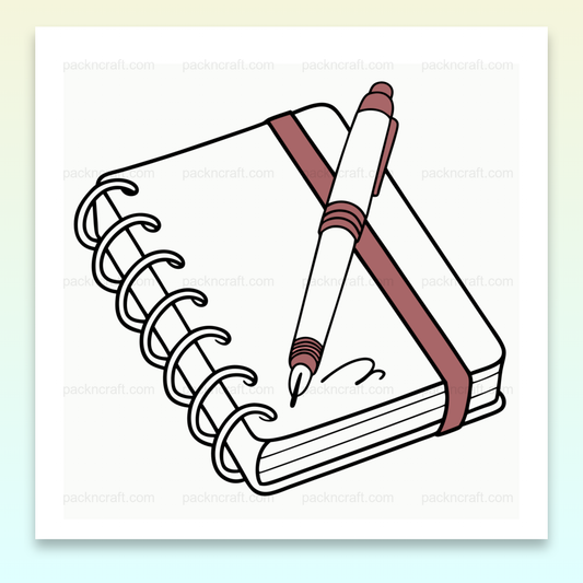 Illustration vectorielle d'un carnet et stylo posés, usage papeterie et éducatif