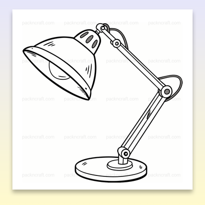 Illustration minimaliste d'une lampe de bureau ajustable en SVG, usage décoratif et éducatif