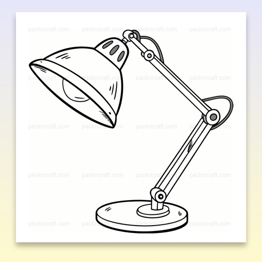 Illustration minimaliste d'une lampe de bureau ajustable en SVG, usage décoratif et éducatif