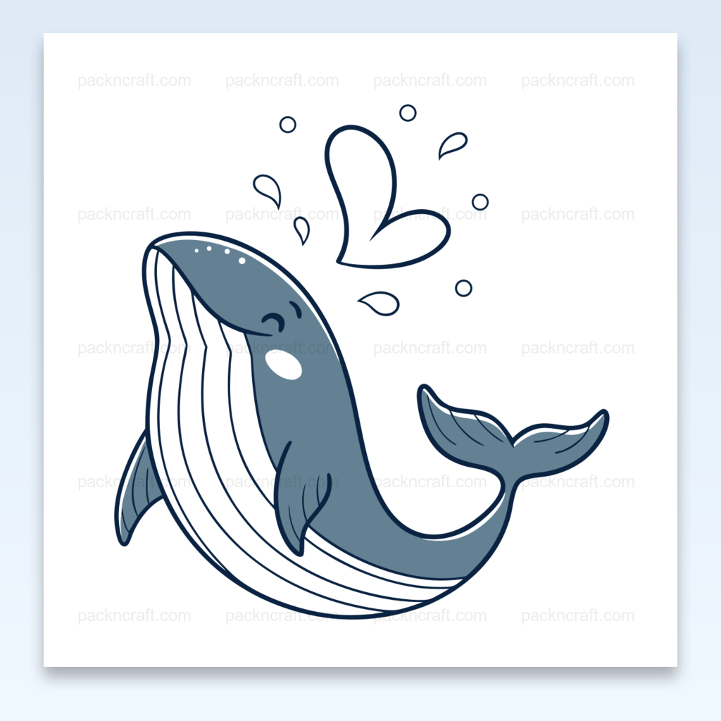 Illustration de baleine joyeuse en style doodle, idéale pour DIY marins