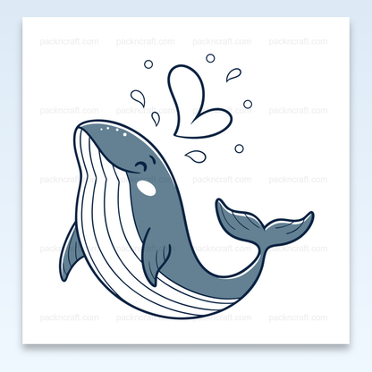 Illustration de baleine joyeuse en style doodle, idéale pour DIY marins