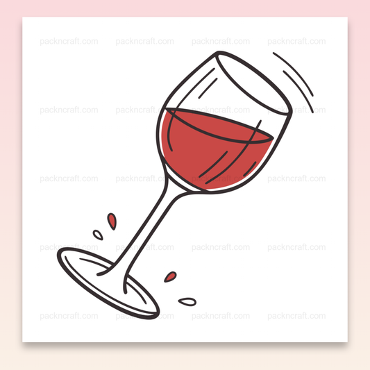 Illustration d'un verre de vin rouge éclaboussant en style doodle, parfait pour festivités et décorations.