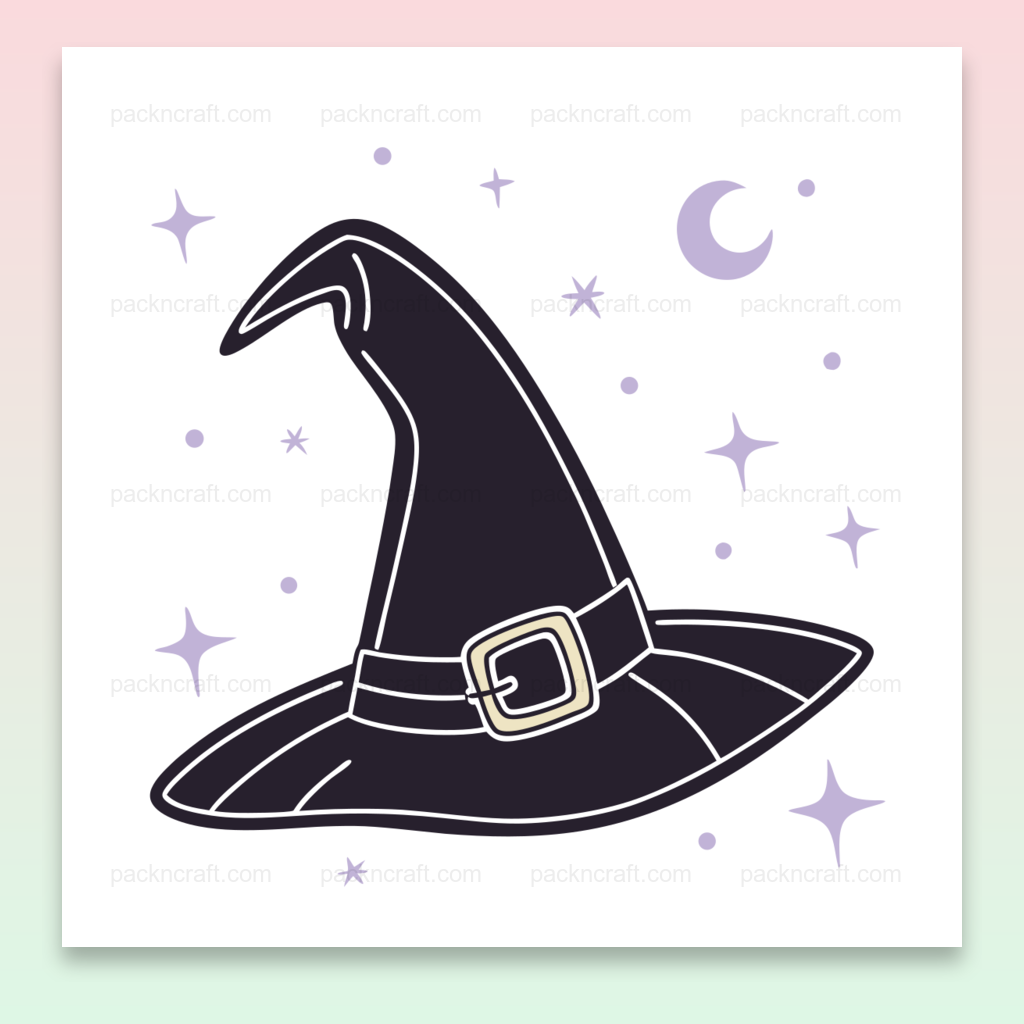 Chapeau de sorcière mystérieux dans un style pastel vectoriel, idéal pour Halloween et créations DIY
