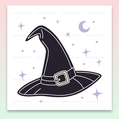 Chapeau de sorcière mystérieux dans un style pastel vectoriel, idéal pour Halloween et créations DIY