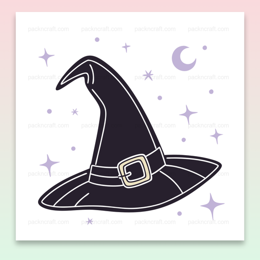 Chapeau de sorcière mystérieux dans un style pastel vectoriel, idéal pour Halloween et créations DIY