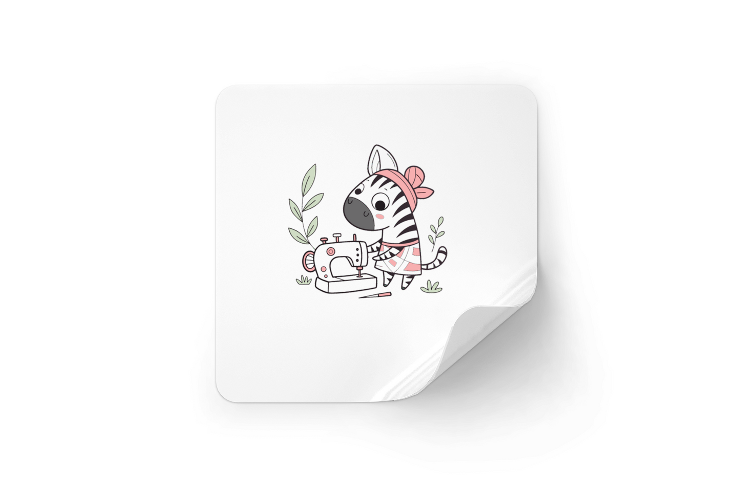 Sticker minimaliste aux motifs de zèbre joyeux sur fond blanc élégant et moderne