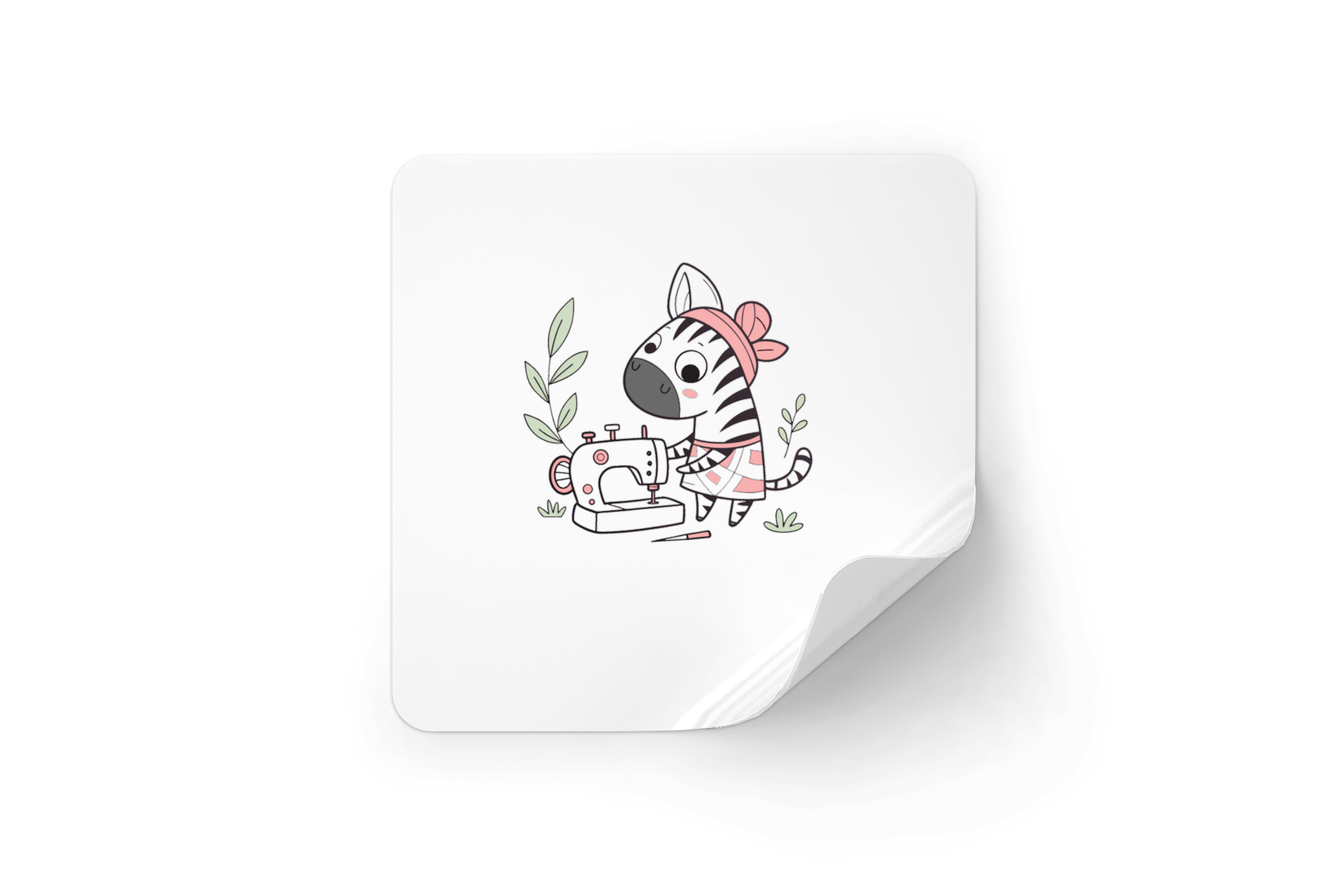 Sticker minimaliste aux motifs de zèbre joyeux sur fond blanc élégant et moderne