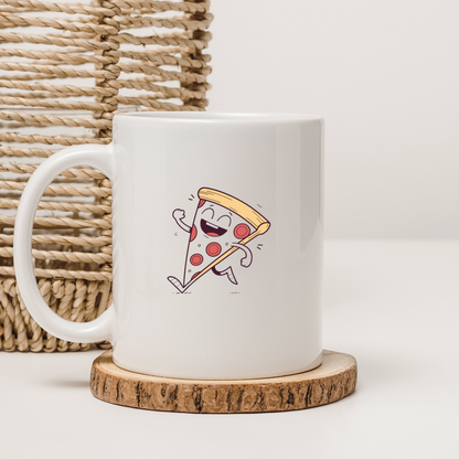 Mug décoré d'une pizza vintage en mouvement style cuisine amusante