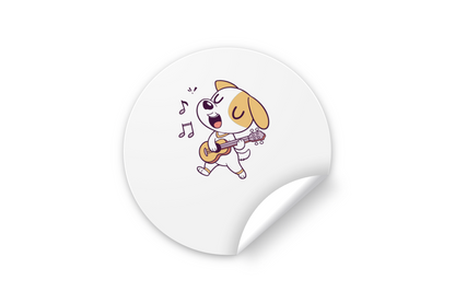 Sticker avec doodle de chien jouant de la guitare ajoute une touche musicale fun