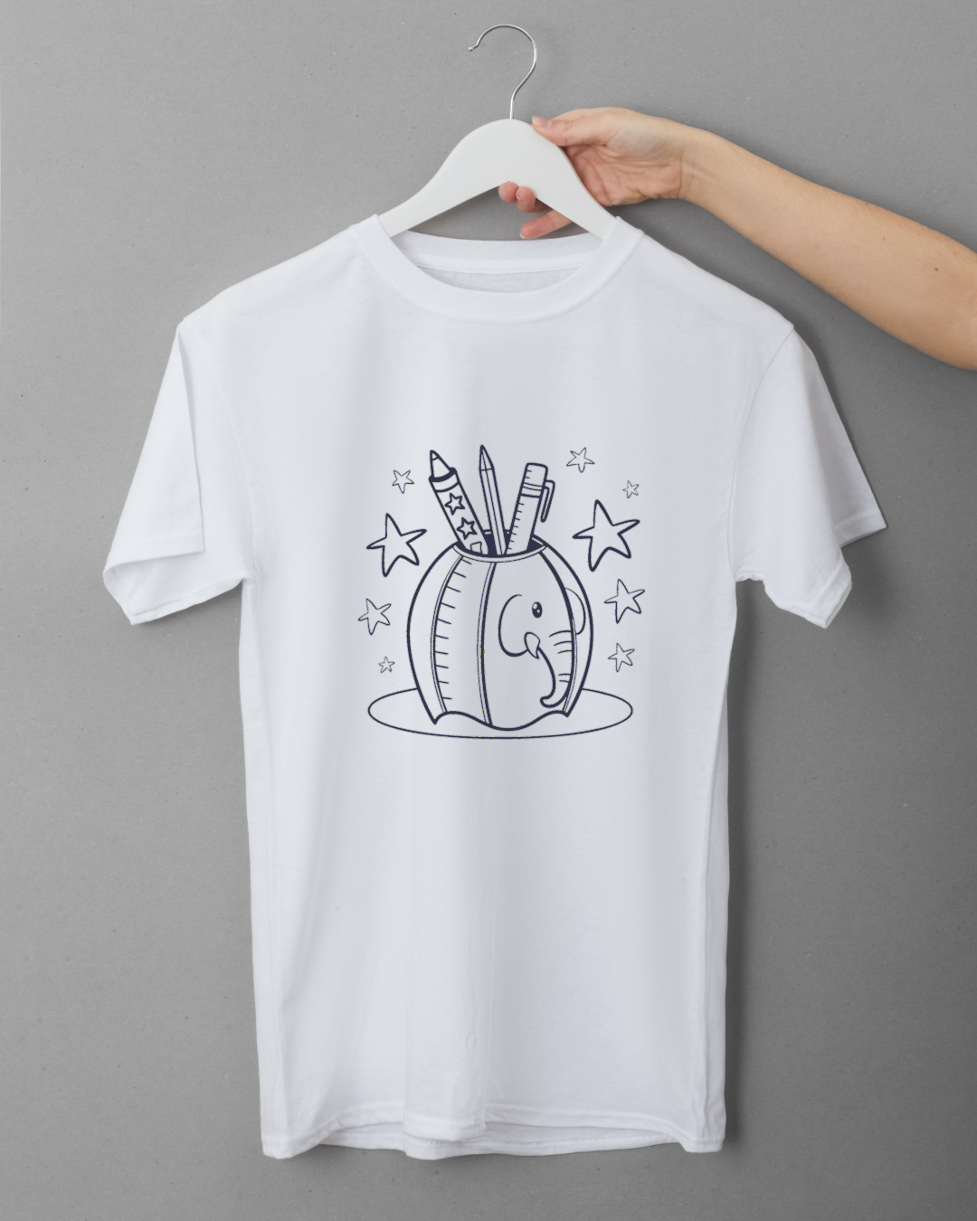 T-shirt tendance avec dessin d'éléphant style doodle éducatif ravissant