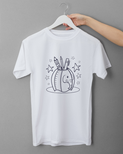 T-shirt tendance avec dessin d'éléphant style doodle éducatif ravissant