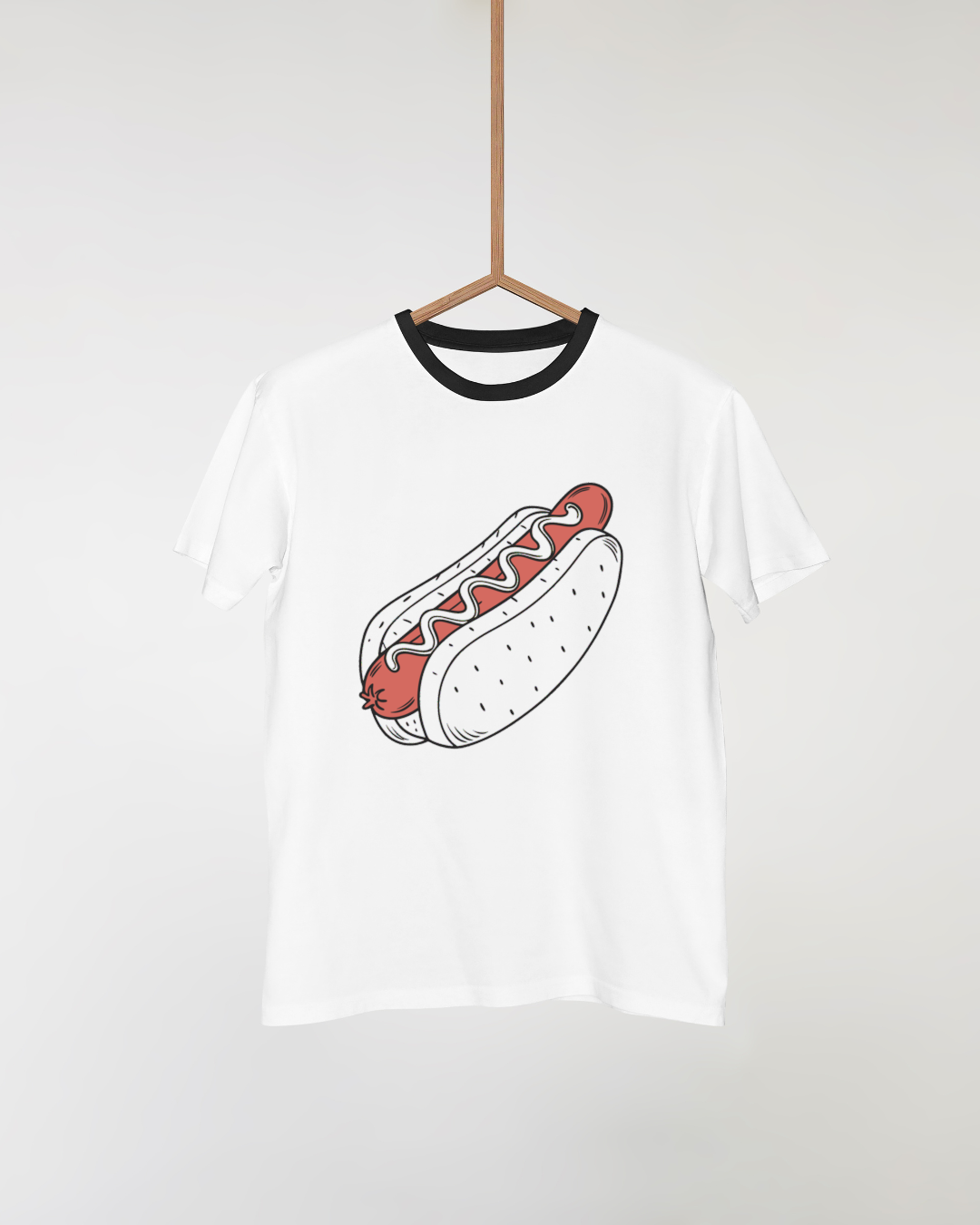 T-shirt avec hot dog amusant en style flat idéal pour les amateurs de snacks