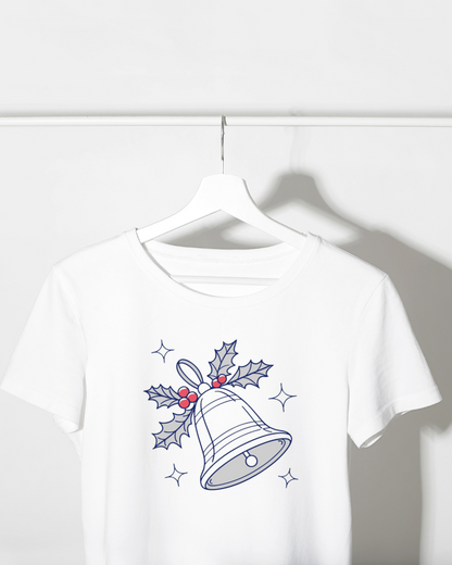 T-shirt avec motif de cloche festive illuminée pour célébrer la magie de Noël