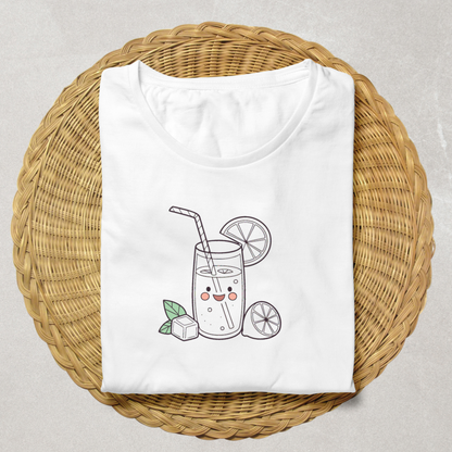 T-shirt avec motif kawaii d'un verre de limonade estivale souriante