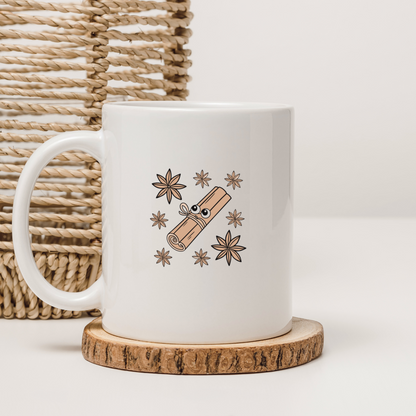 Mug avec bâton de cannelle amusé style vectoriel doux sur thème gourmand