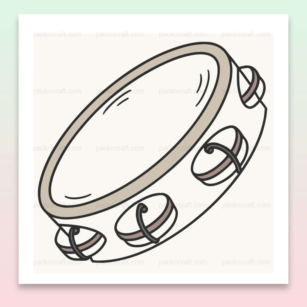 Illustration d'un tambourin enjoué en SVG pastel idéal pour déco et projets DIY