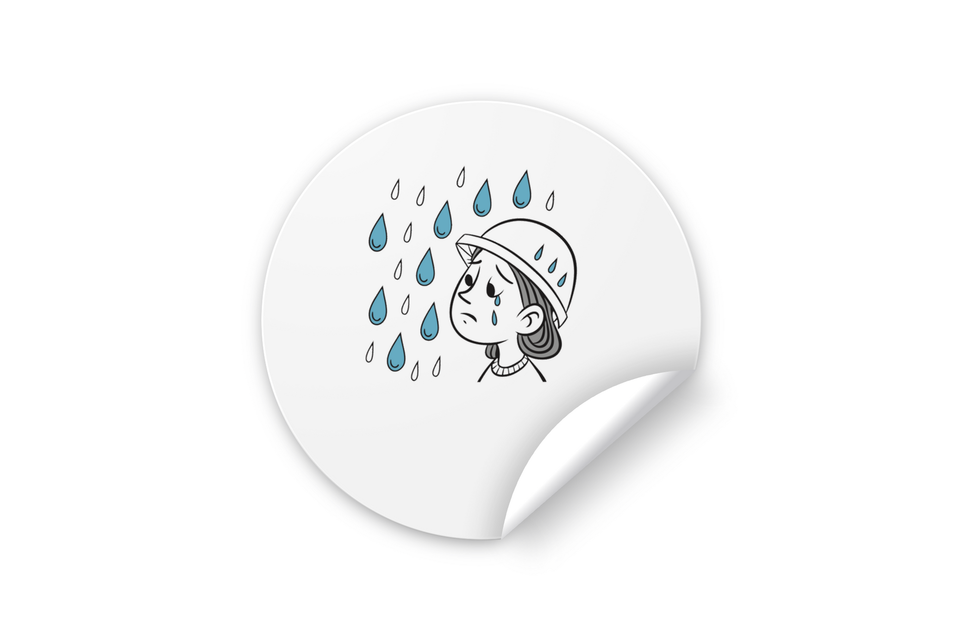 Sticker décoratif montrant un enfant sous la pluie dans une ambiance mélancolique