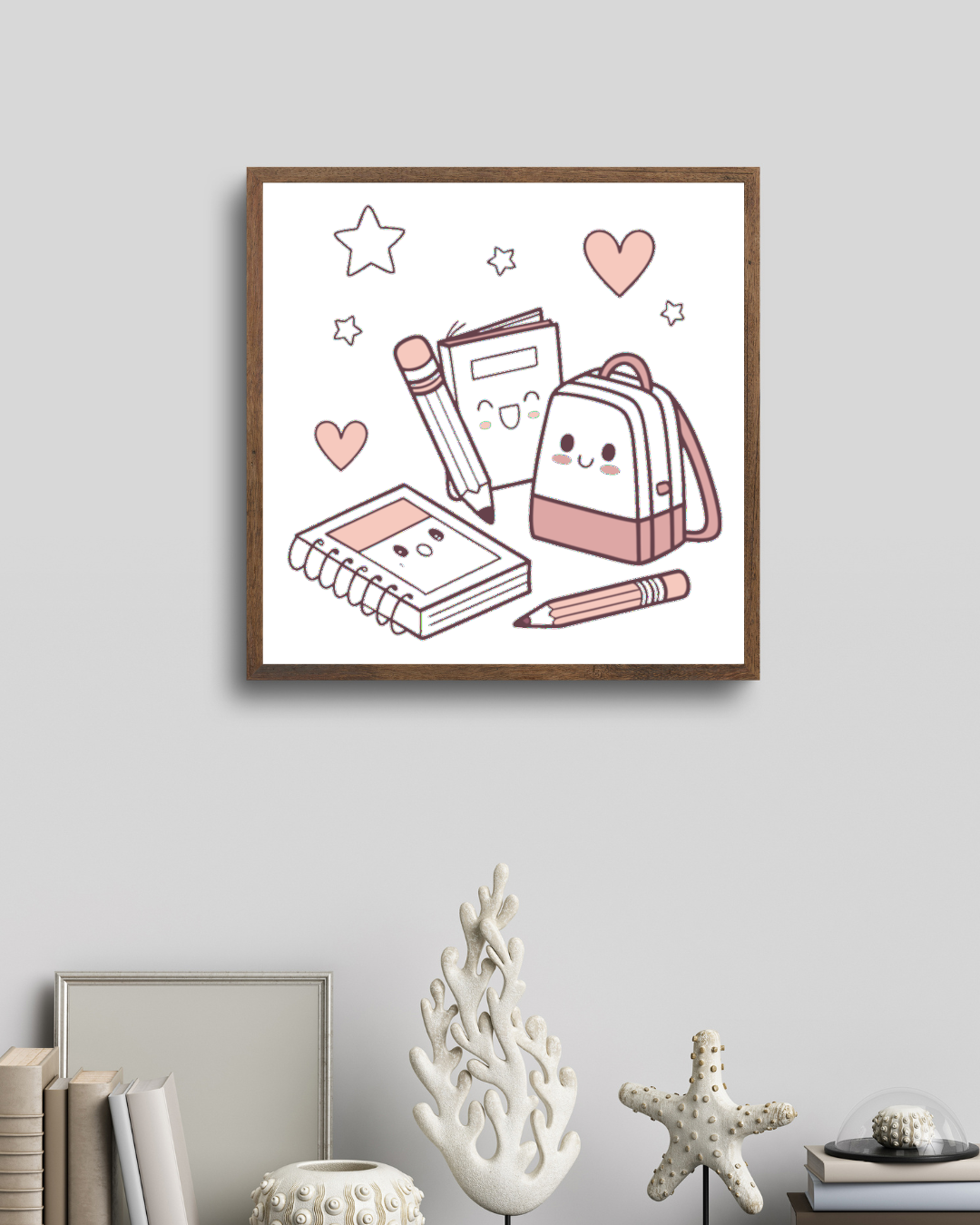 Cadre avec motif kawaii joyeux et créatif pour une déco papeterie originale