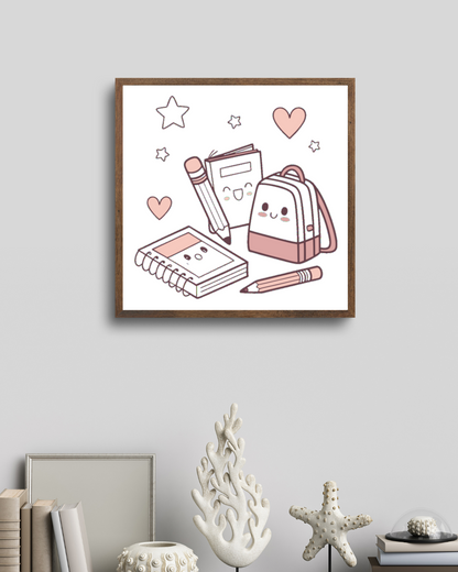 Cadre avec motif kawaii joyeux et créatif pour une déco papeterie originale