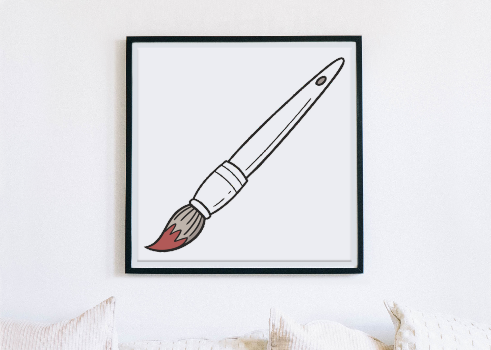 Cadre décoratif avec un pinceau minimaliste pour amateurs d'art contemporain