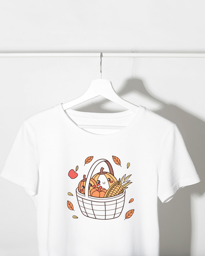 T-shirt avec motif automnal kawaii et icône numérique colorée