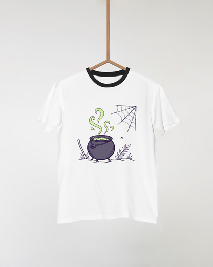 T-shirt stylisé avec motif magique chaudron fumant ambiance Halloween