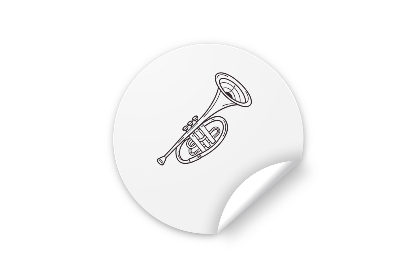 Sticker avec trompette stylisée vintage sur fond thème musical