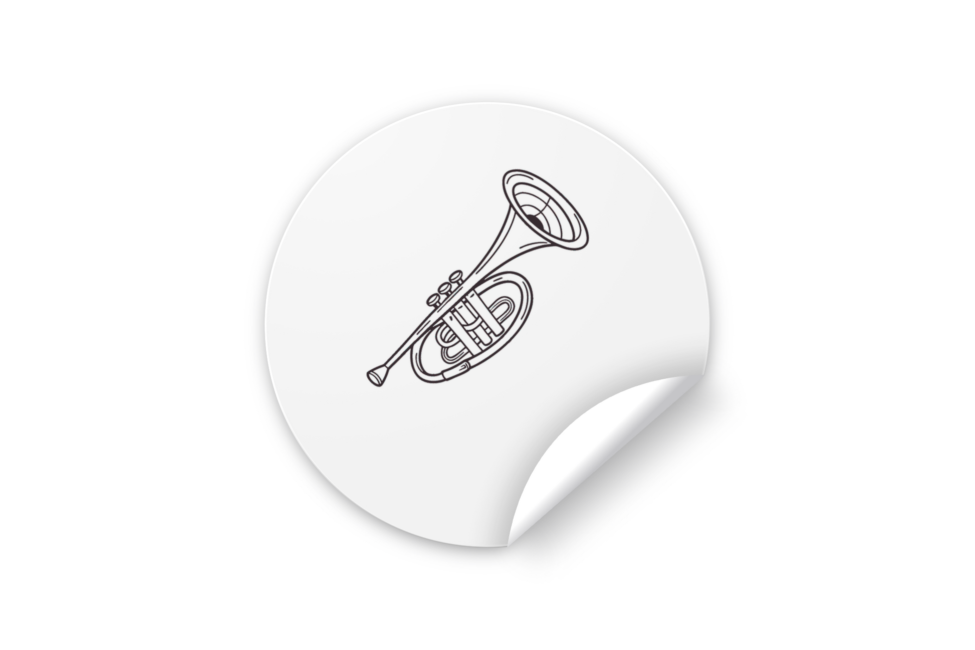 Sticker avec trompette stylisée vintage sur fond thème musical