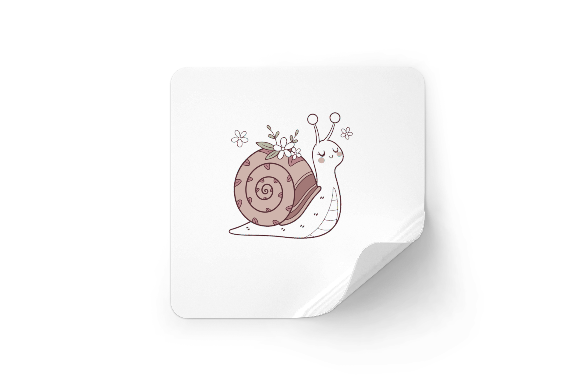 Sticker avec escargot floral paisible sur fond pastel doux