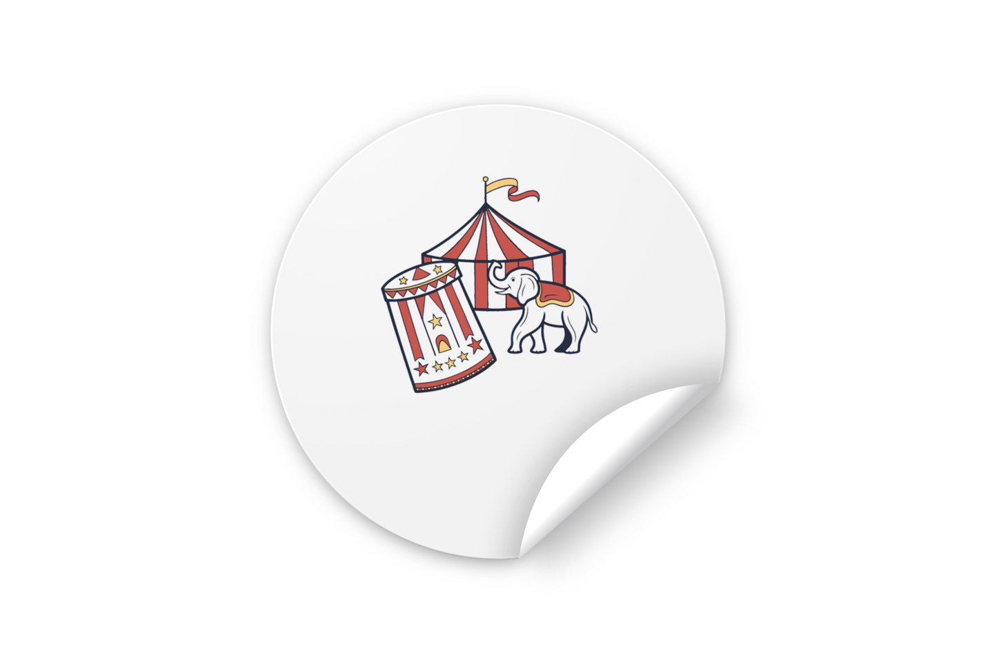 Sticker d'un éléphant de cirque rétro, pour décoration joyeuse