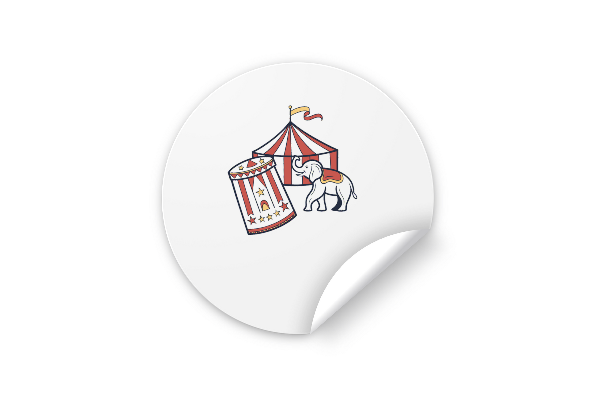 Sticker d'un éléphant de cirque rétro, pour décoration joyeuse