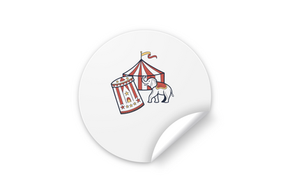 Sticker d'un éléphant de cirque rétro, pour décoration joyeuse