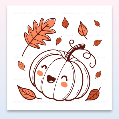 Illustration de citrouille joyeuse pour Halloween, style kawaii.