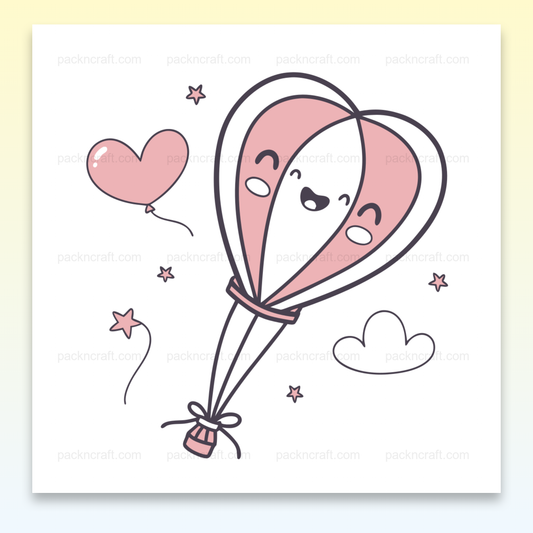 Illustration ballon cœur kawaii, parfaite pour projets créatifs