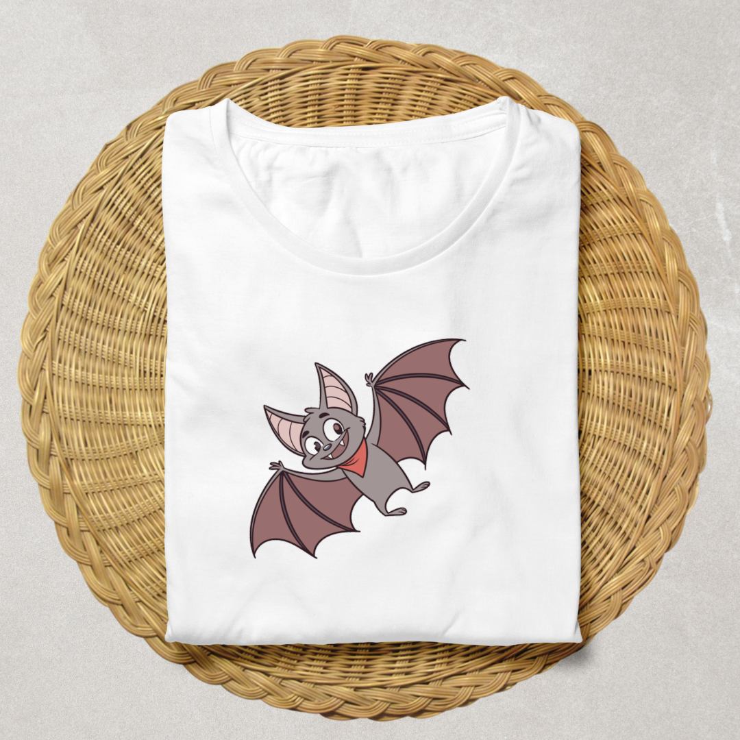 T-shirt festif avec une chauve-souris cartoon enjouée pour Halloween