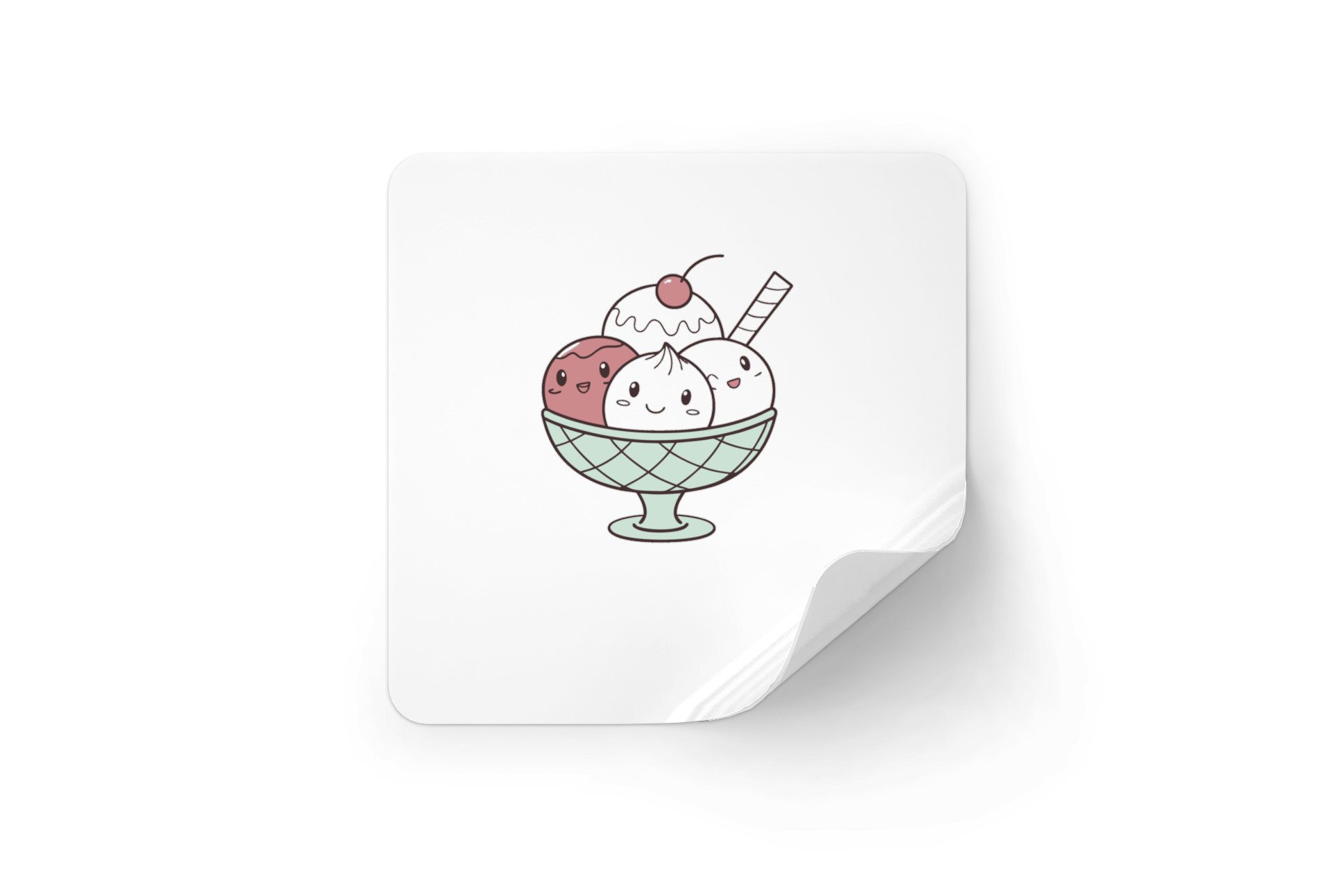 Sticker de sundae mignon et kawaii, excellent pour papeterie créative.