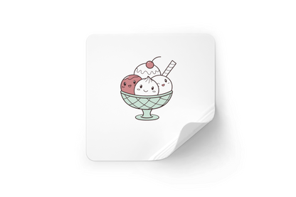 Sticker de sundae mignon et kawaii, excellent pour papeterie créative.