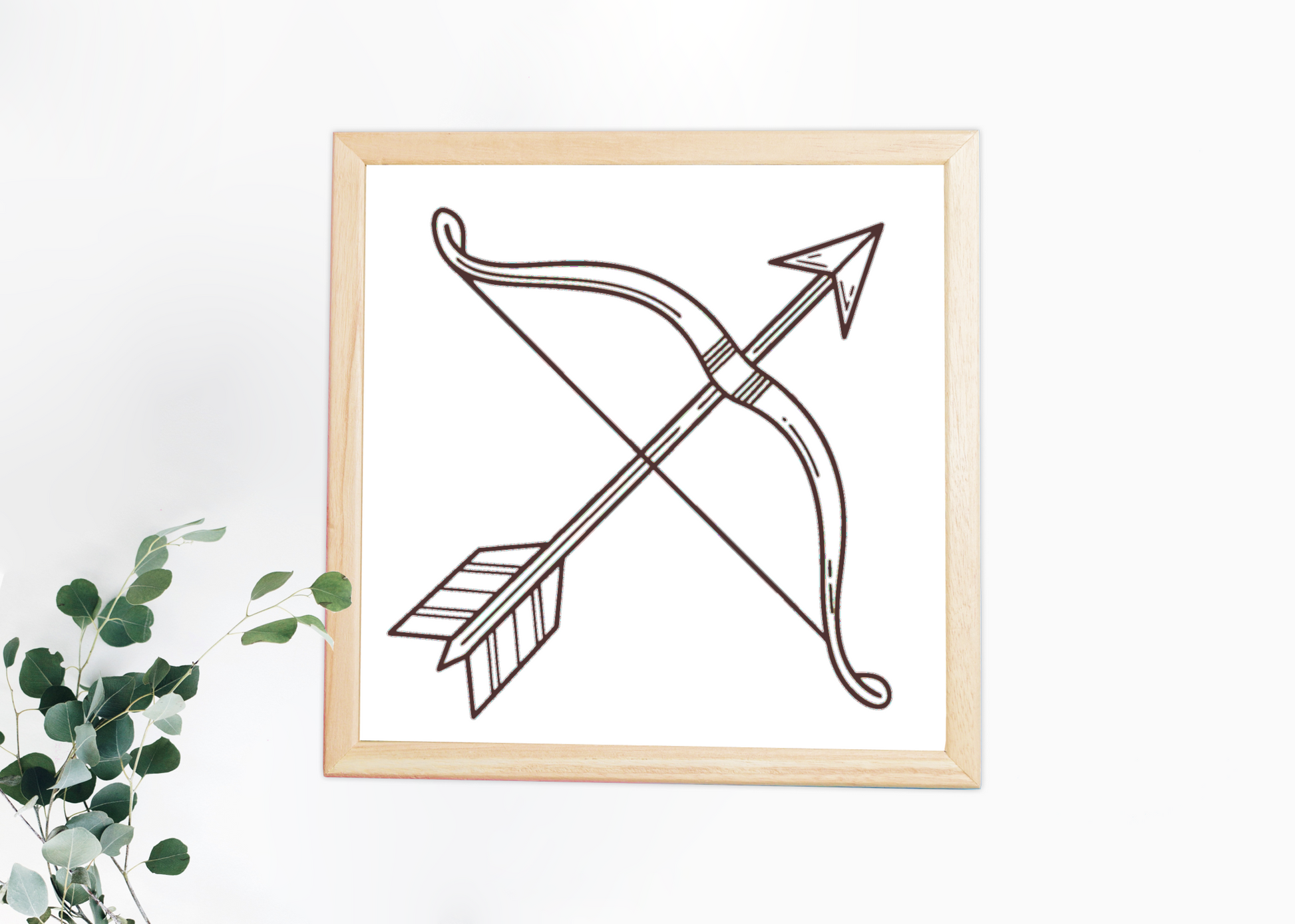 Cadre avec un motif aventure arc et flèche style dessin sur fond blanc