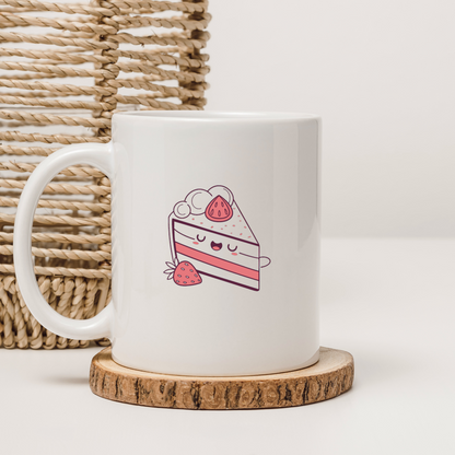 Illustration de gâteau kawaii sur mug pour personnalisation