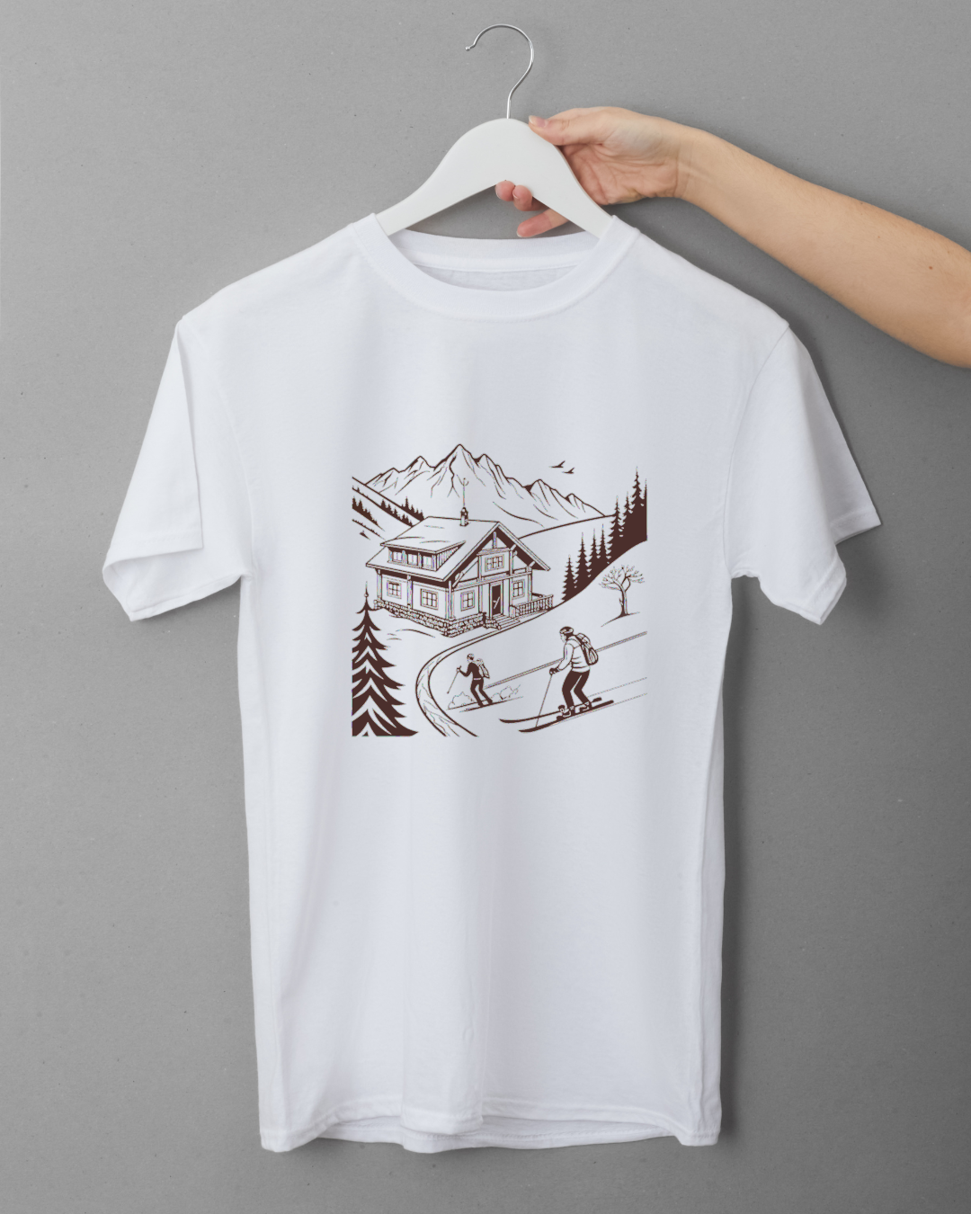 Illustration rétro de ski sur t-shirt, look nostalgique