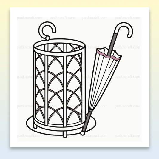 Illustration vectorielle d'un parapluie posé, idéale pour décoration et papeterie.
