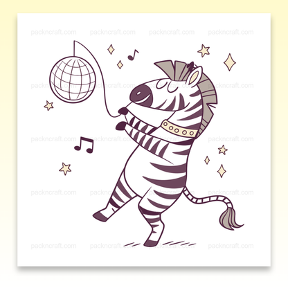 Illustration de zèbre dansant disco pour projets créatifs et décoratifs